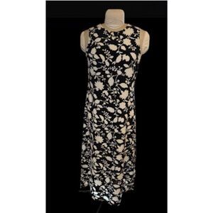 Old Navy Maxi Floral Print Sleeveless Dress Sz. 10 Black/White Packable